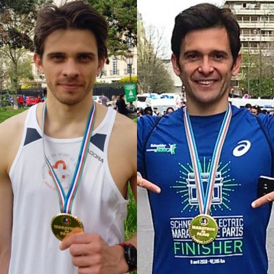 Stefano CANNAS et Pierre GROLEAU au marathon de Paris